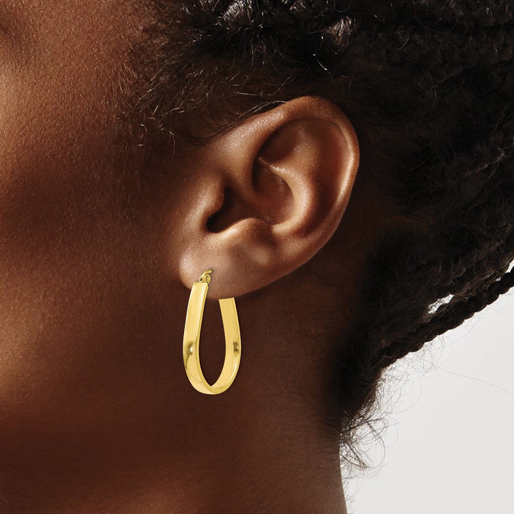 10K Yellow Gold Polished Hinged Hoop Earrings