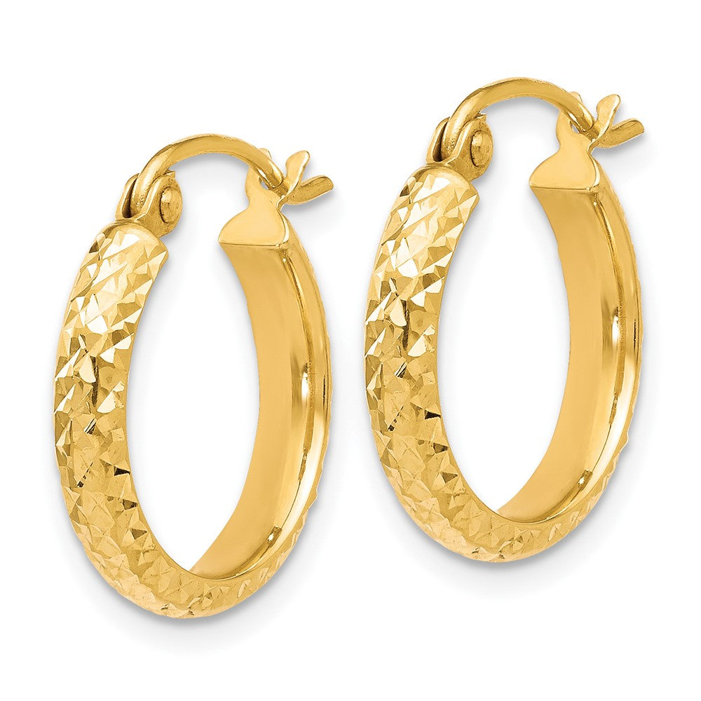 10K Yellow Gold D/C Hinged Hoop Earrings