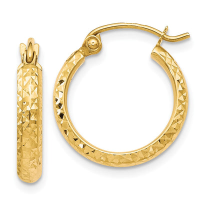 10K Yellow Gold D/C Hinged Hoop Earrings