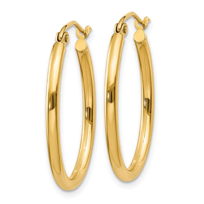 14K Yellow Gold Oval Polished Hoop Earring