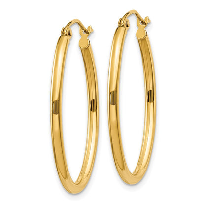 14K Yellow Gold Oval Polished Hoop Earring