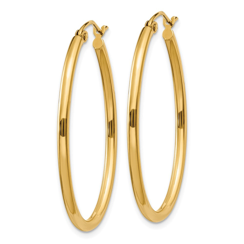 14K Yellow Gold Oval Polished Hoop Earring