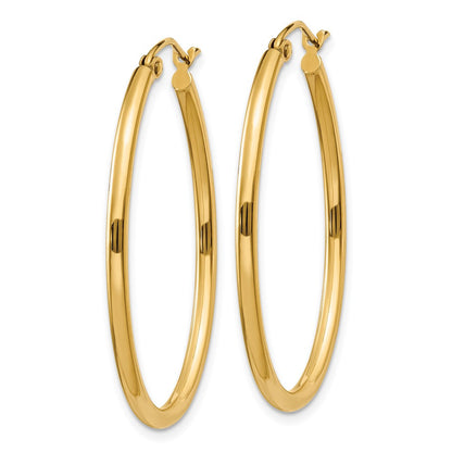 14K Yellow Gold Oval Polished Hoop Earring