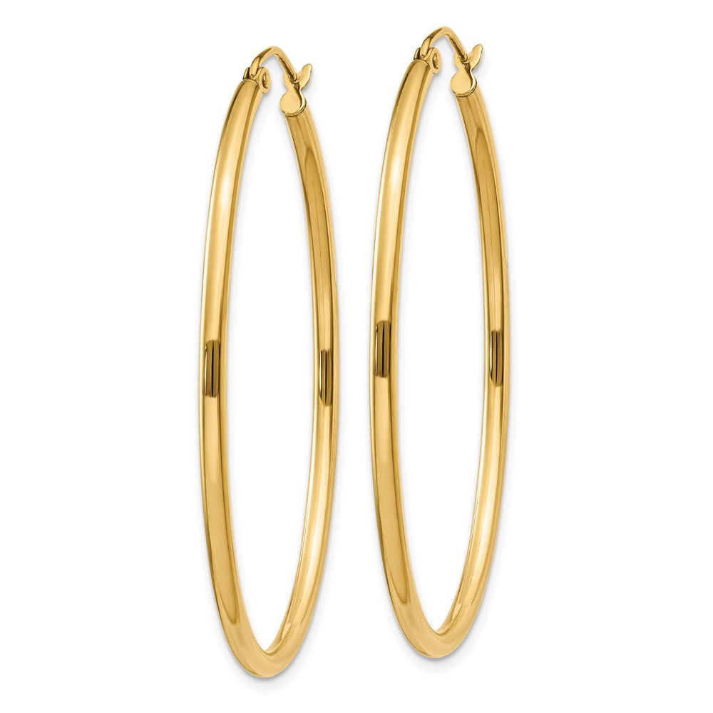 14K Yellow Gold Oval Polished Hoop Earring