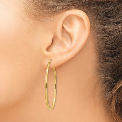 14K Yellow Gold Oval Polished Hoop Earring