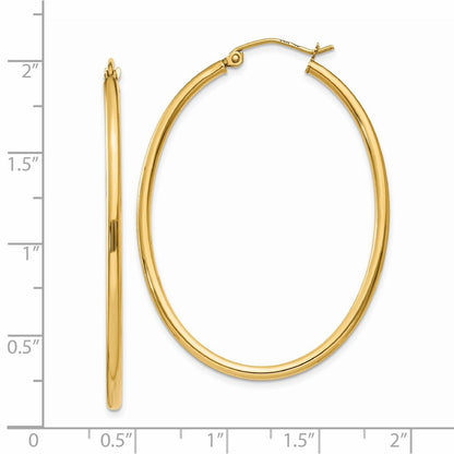 14K Yellow Gold Oval Polished Hoop Earring