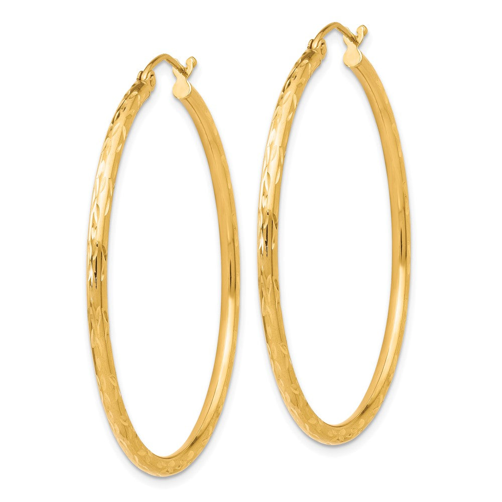10K Yellow Gold Textured Hinged Hoop Earrings