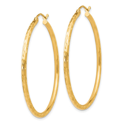 10K Yellow Gold Textured Hinged Hoop Earrings