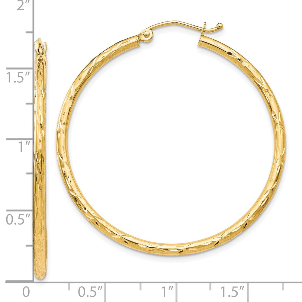 10K Yellow Gold Textured Hinged Hoop Earrings