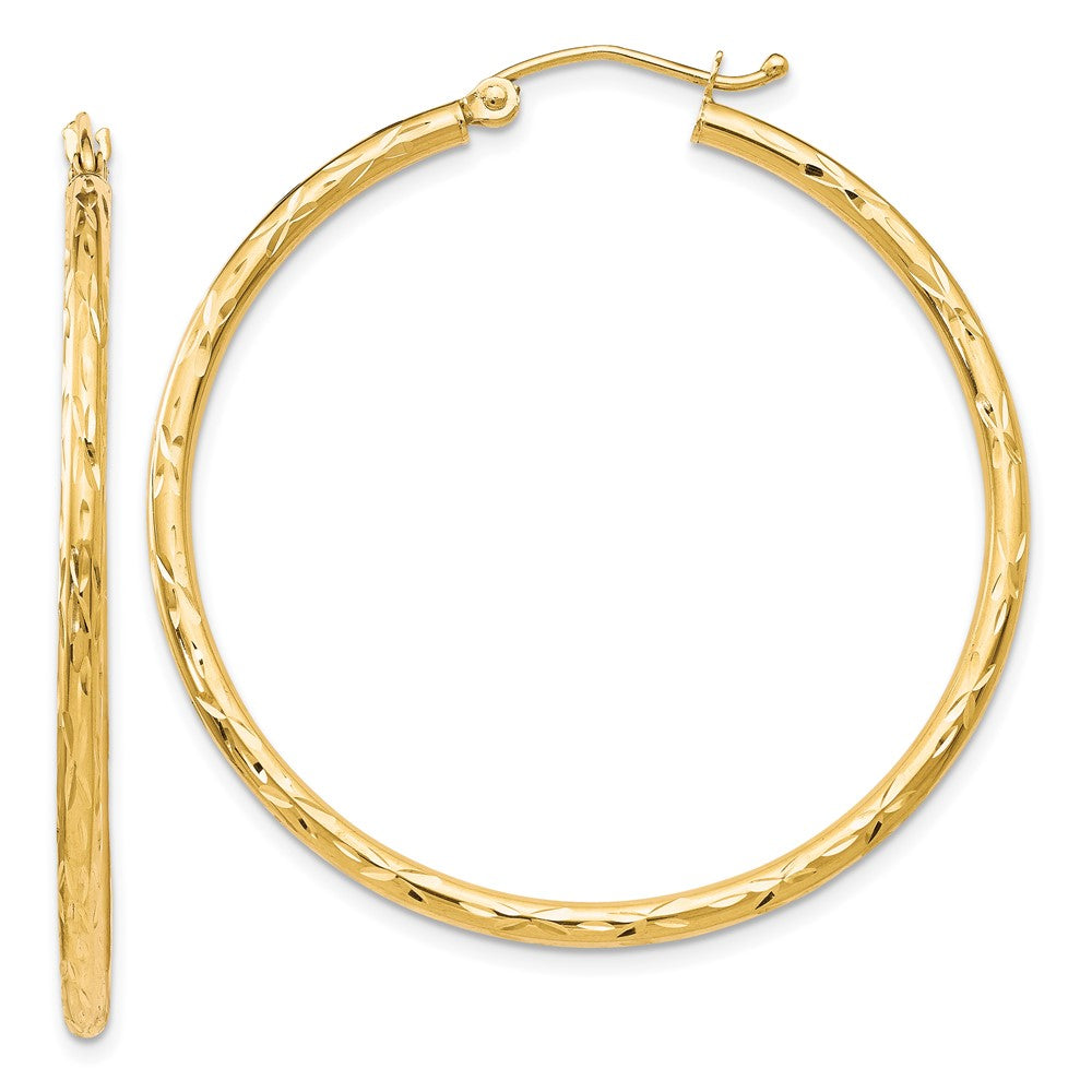 10K Yellow Gold Textured Hinged Hoop Earrings
