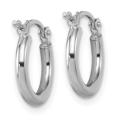 10K White Gold Polished Hinged Hoop Earrings