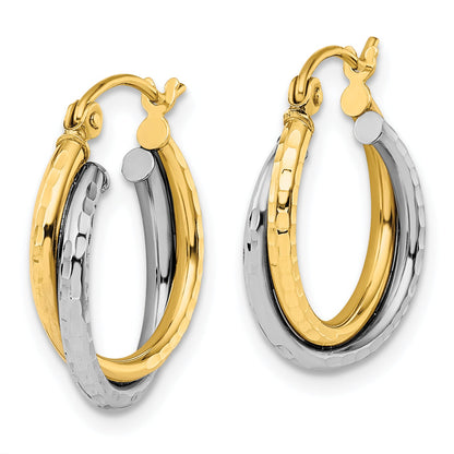 10K Two-Tone D/C Hinged Hoop Earrings