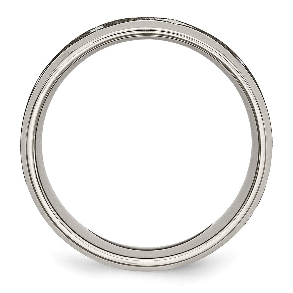 Titanium Brushed & Polished Laser Design 8mm Beveled Edge Band (Size 12.5 Only)