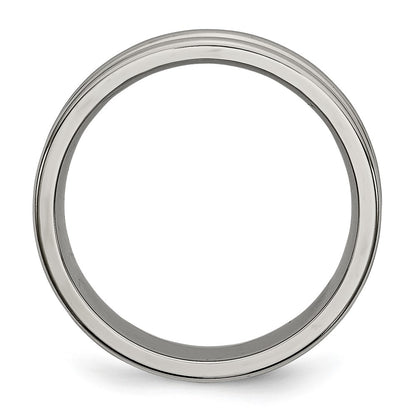 Titanium Grooved And Beaded 6mm Polished Band