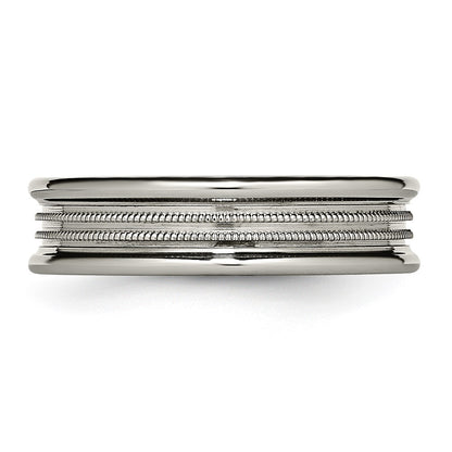 Titanium Grooved And Beaded 6mm Polished Band