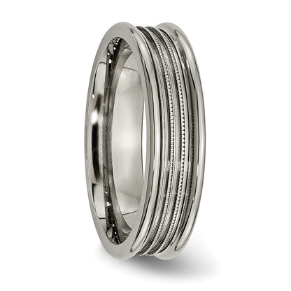 Titanium Grooved And Beaded 6mm Polished Band
