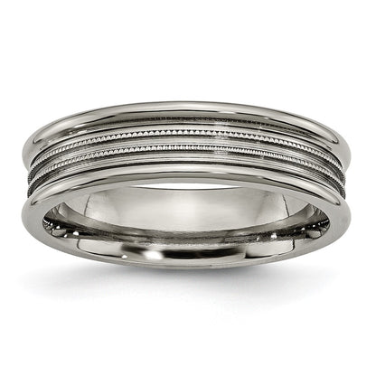 Titanium Grooved And Beaded 6mm Polished Band