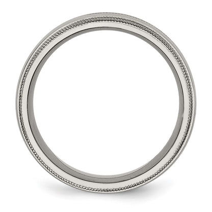 Titanium Grooved And Beaded Edge 8mm Polished Band