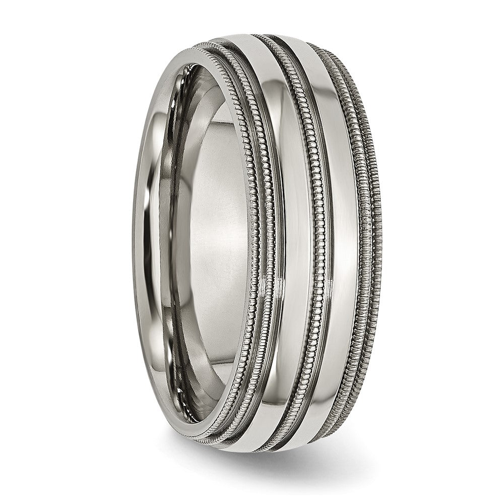 Titanium Grooved And Beaded Edge 8mm Polished Band