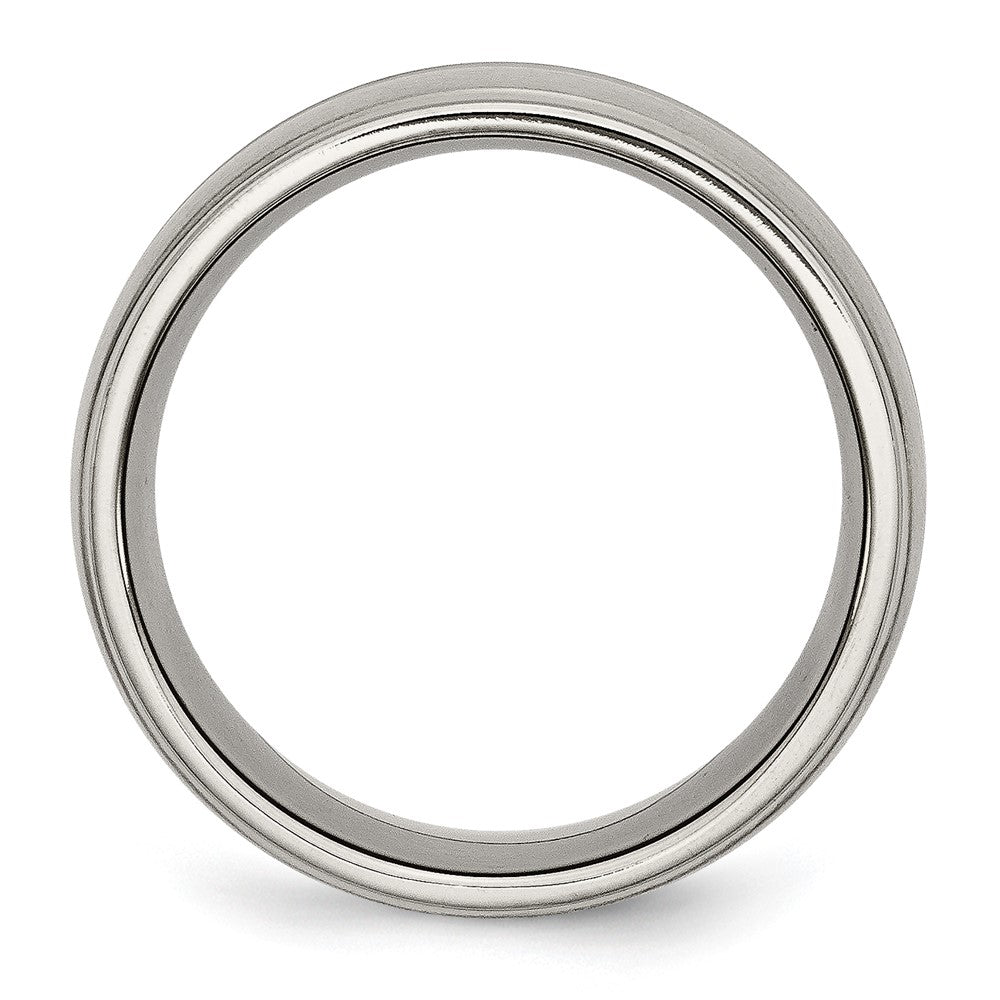 Titanium Grooved Ridged Edge 10mm Brushed And Polished Band