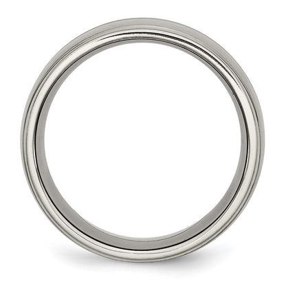 Titanium Grooved Ridged Edge 10mm Brushed And Polished Band