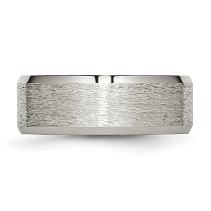 Titanium Beveled Edge 8mm Satin And Brushed Band