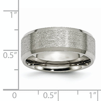 Titanium Beveled Edge 8mm Satin And Brushed Band