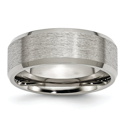 Titanium Beveled Edge 8mm Satin And Brushed Band
