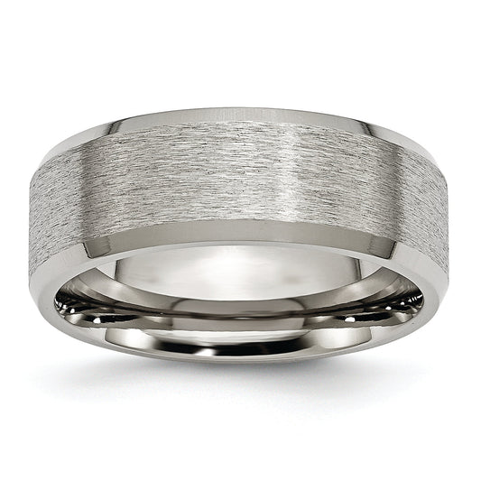 Titanium Beveled Edge 8mm Satin And Brushed Band