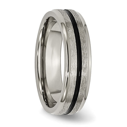 Titanium Black Enamel 6mm Satin And Polished Band