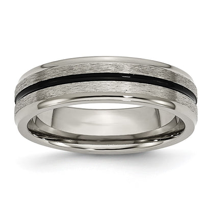 Titanium Black Enamel 6mm Satin And Polished Band