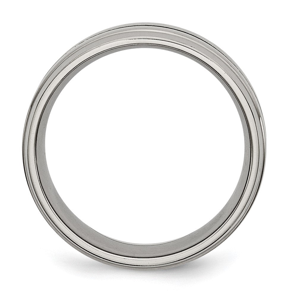 Titanium Grooved Ridged Edge 8mm Brushed And Polished Band