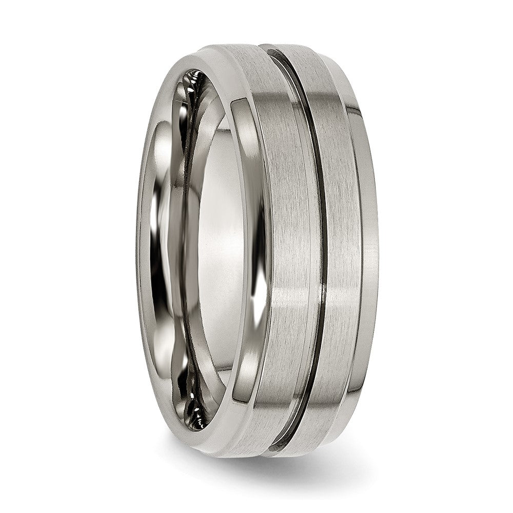 Titanium Grooved Ridged Edge 8mm Brushed And Polished Band