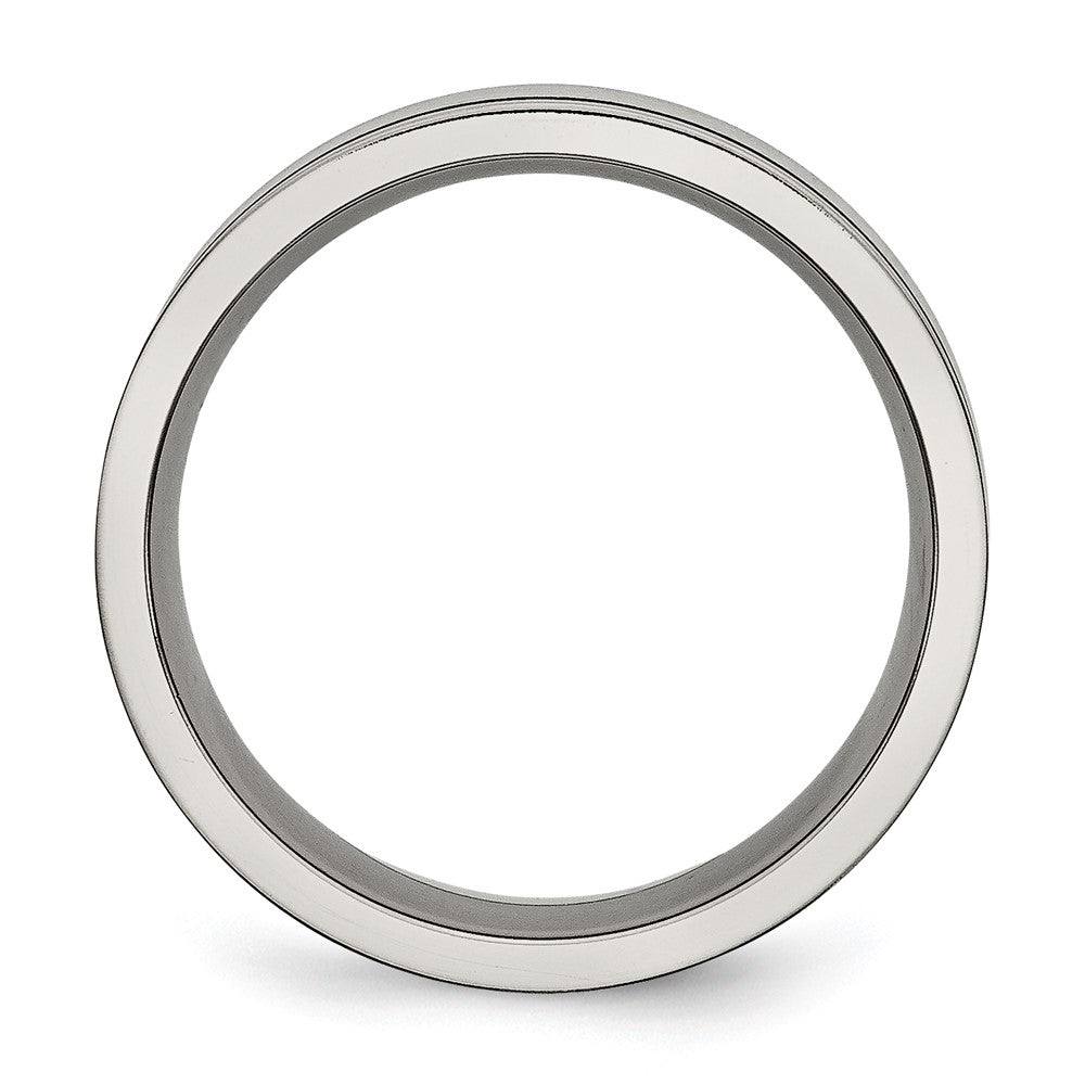 Titanium Brushed With Black Rubber 7mm Flat Band