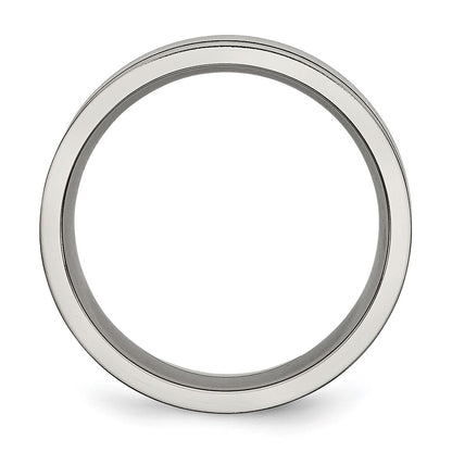Titanium Brushed With Black Rubber 7mm Flat Band