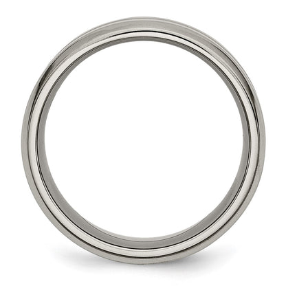 Titanium Grooved Beveled Edge 8mm Brushed And Polished Band