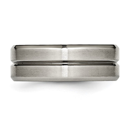Titanium Grooved Beveled Edge 8mm Brushed And Polished Band
