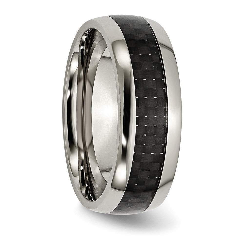 Titanium Polished Black Carbon Fiber Inlay 8mm Band