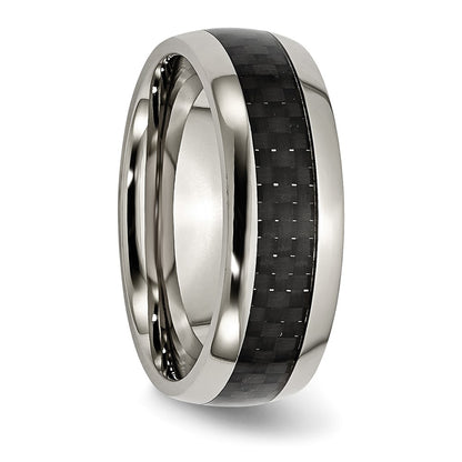 Titanium Polished Black Carbon Fiber Inlay 8mm Band