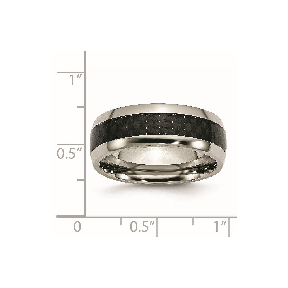 Titanium Polished Black Carbon Fiber Inlay 8mm Band