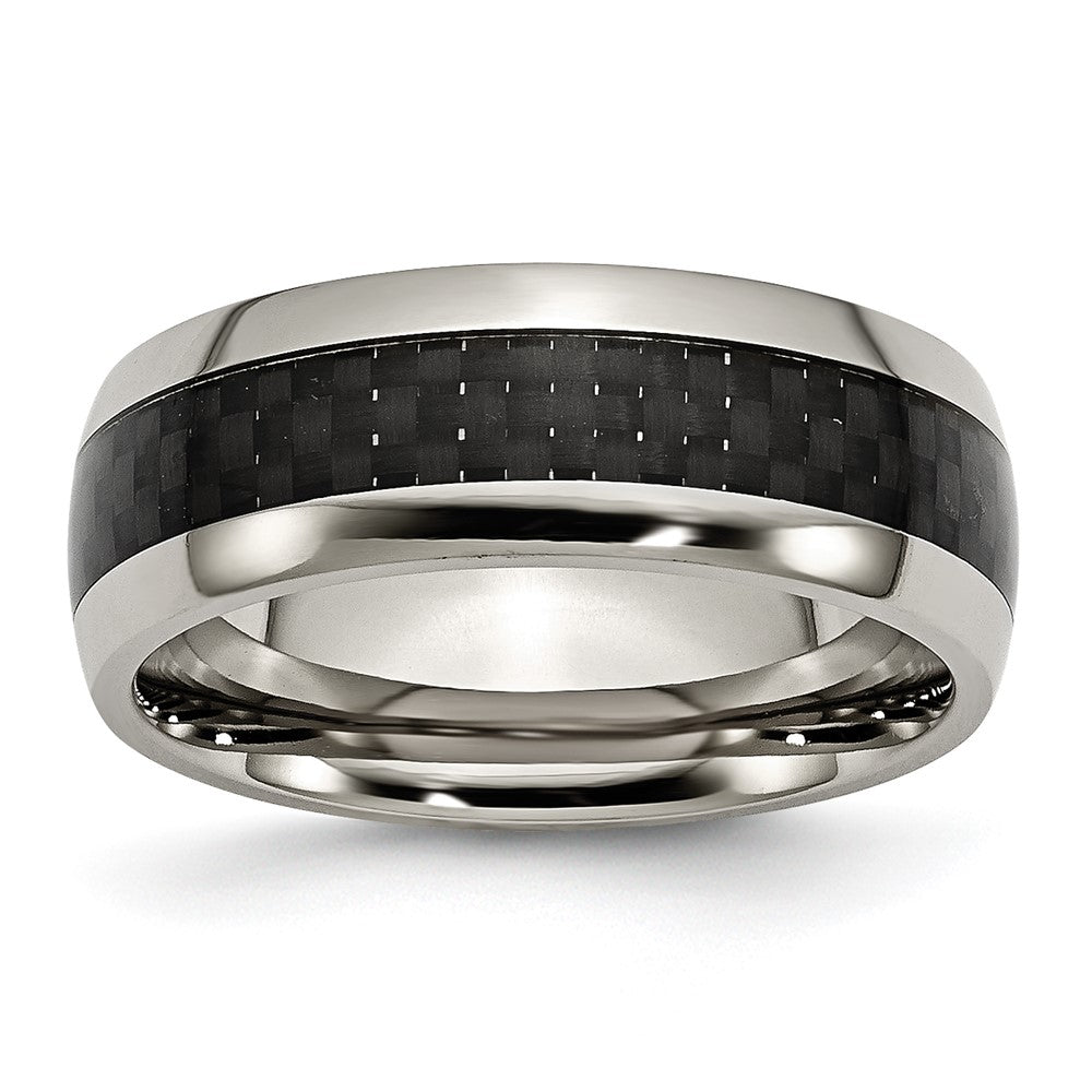 Titanium Polished Black Carbon Fiber Inlay 8mm Band