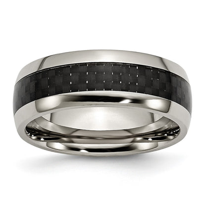 Titanium Polished Black Carbon Fiber Inlay 8mm Band
