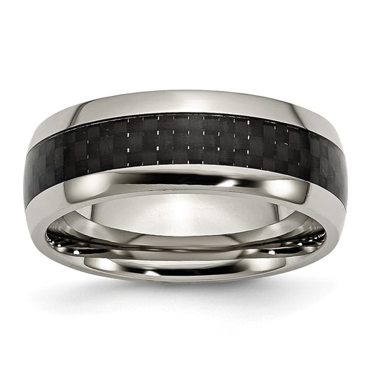 Titanium Polished Black Carbon Fiber Inlay 8mm Band
