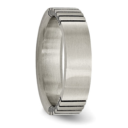 Titanium Flat Grooved 6mm Brushed Band