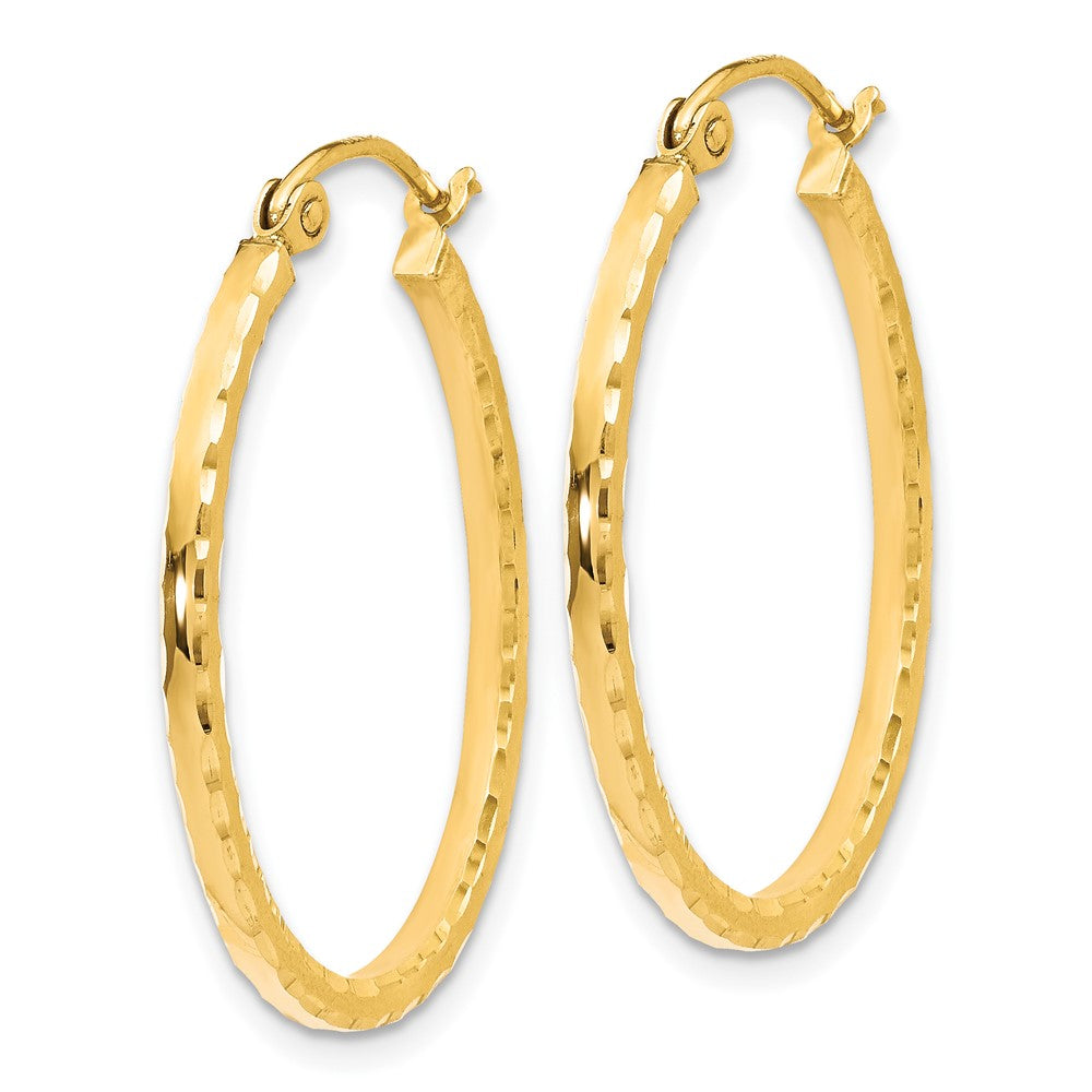 10K Yellow Gold D/C Hinged Hoop Earrings
