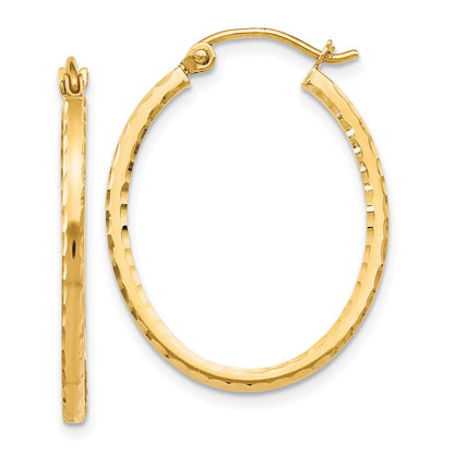 10K Yellow Gold D/C Hinged Hoop Earrings
