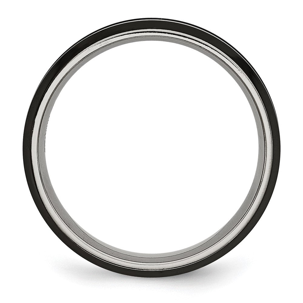 Titanium Beveled Edge 6mm Black Ip Plated Satin/Polished Band (Size 6 Only)