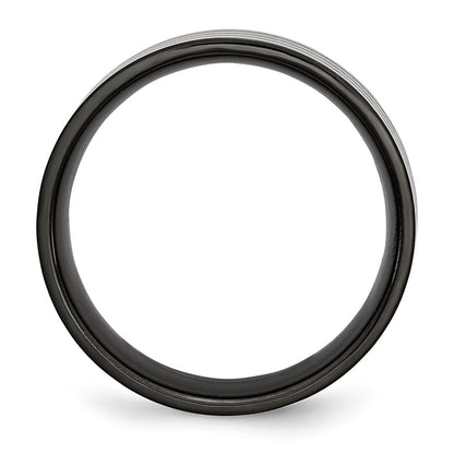 Titanium Polished 8mm Black Ip Plated Satin Stripes Band