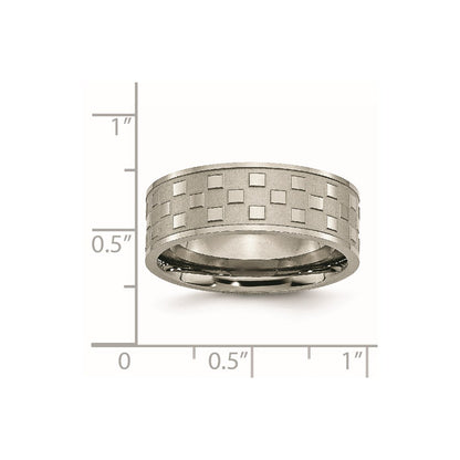 Titanium Satin And Polished Checkered 8mm Band