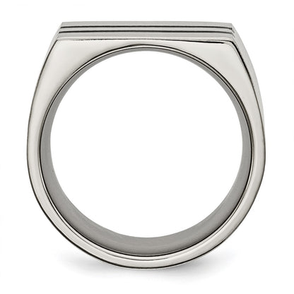 Titanium Brushed Black Enamel Stripes 10mm Band